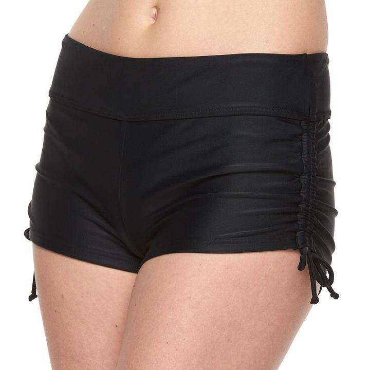 Women's Croft & Barrow&reg; Shirred Swim Shorts, Size: 6, Black