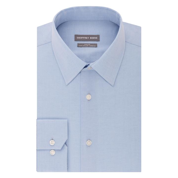 Men's Geoffrey Beene Slim-fit Stretch Point-collar Dress Shirt, Size: M-32/33, Blue