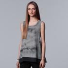 Petite Simply Vera Vera Wang Crinkle Hanky Hem Tank, Women's, Size: M Petite, Grey