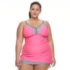 Plus Size Free Country Colorblock Underwire Tankini Top, Women's, Size: 3xl, Pink Other