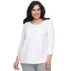 Plus Size Cathy Daniels Lace-front Top, Women's, Size: 3xl, White