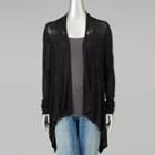 Women's Simply Vera Vera Wang Pointelle Flyaway Cardigan, Size: Large, Black
