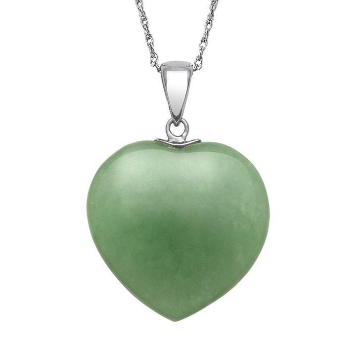 Jade Sterling Silver Heart Pendant Necklace, Women's, Size: 18, Green