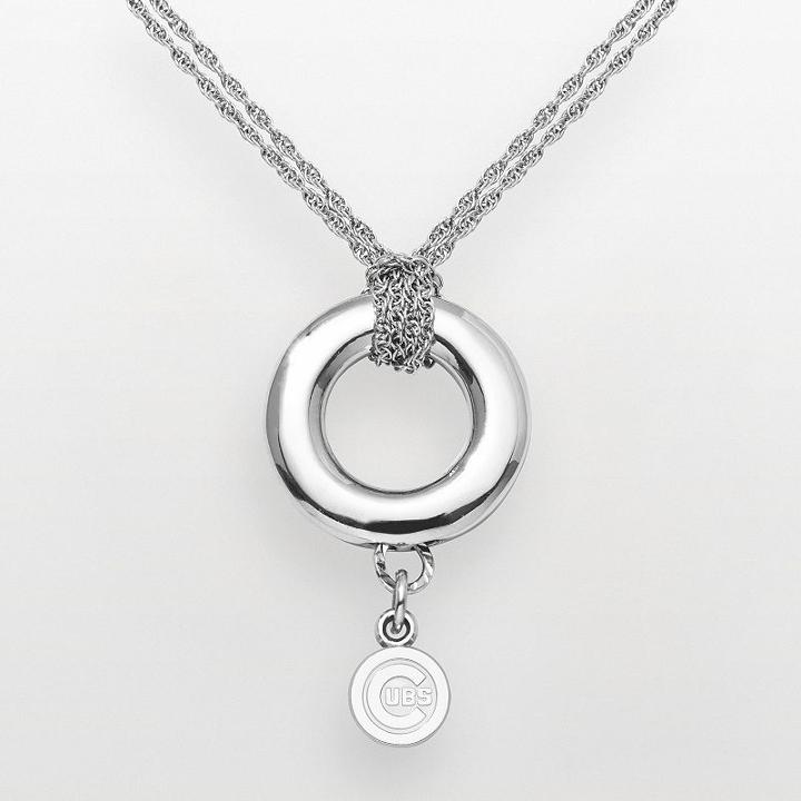 Logoart Chicago Cubs Sterling Silver Logo Halo Pendant, Women's, Size: 16, Grey
