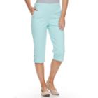 Petite Croft & Barrow&reg; Buttoned Pull-on Capris, Women's, Size: 14 Petite, Turquoise/blue (turq/aqua)