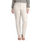 Plus Size Chaps 4-way Stretch Twill Straight-leg Pants, Women's, Size: 16 W, Beig/green (beig/khaki)