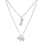 Sterling Silver Cubic Zirconia Dog & Bone Layered Necklace, Women's, Size: 16, White
