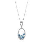 Sterling Silver Cubic Zirconia Oval Pendant Necklace, Women's, Size: 18, Blue