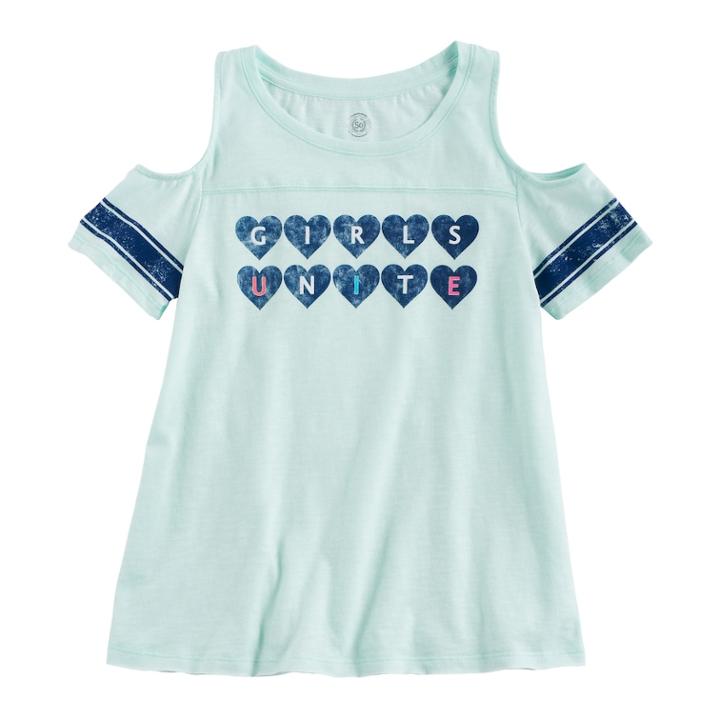 Girls 7-16 & Plus Size So&reg; Cold Shoulder Tee, Size: 12 1/2, Light Blue