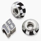 Insignia Collection Nascar Kyle Busch Sterling Silver 18 And Checkered Flag Bead Set, Women's, Black