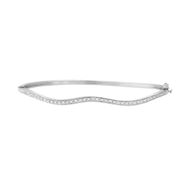 Sterling Silver 1/10 Carat T.w. Diamond Wave Bangle Bracelet, Women's, White