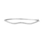 Sterling Silver 1/10 Carat T.w. Diamond Wave Bangle Bracelet, Women's, White