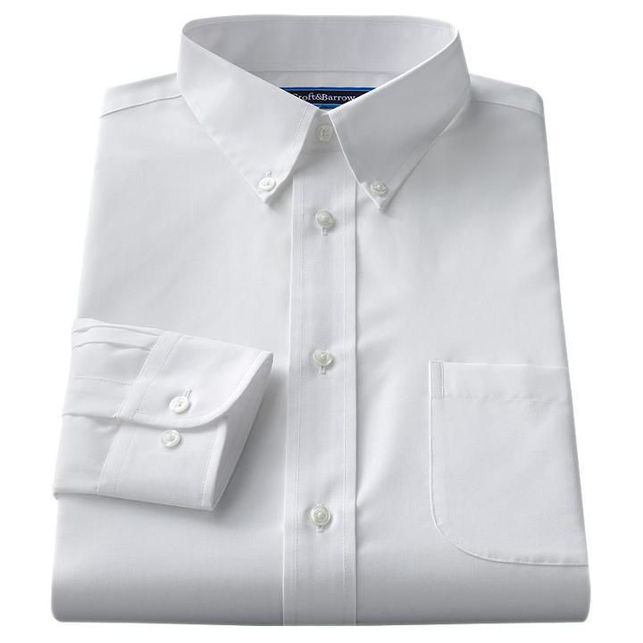 Big & Tall Croft & Barrow&reg; Classic-fit Solid Broadcloth Button-down Collar White Dress Shirt, Men's, Size: 16 36/7t