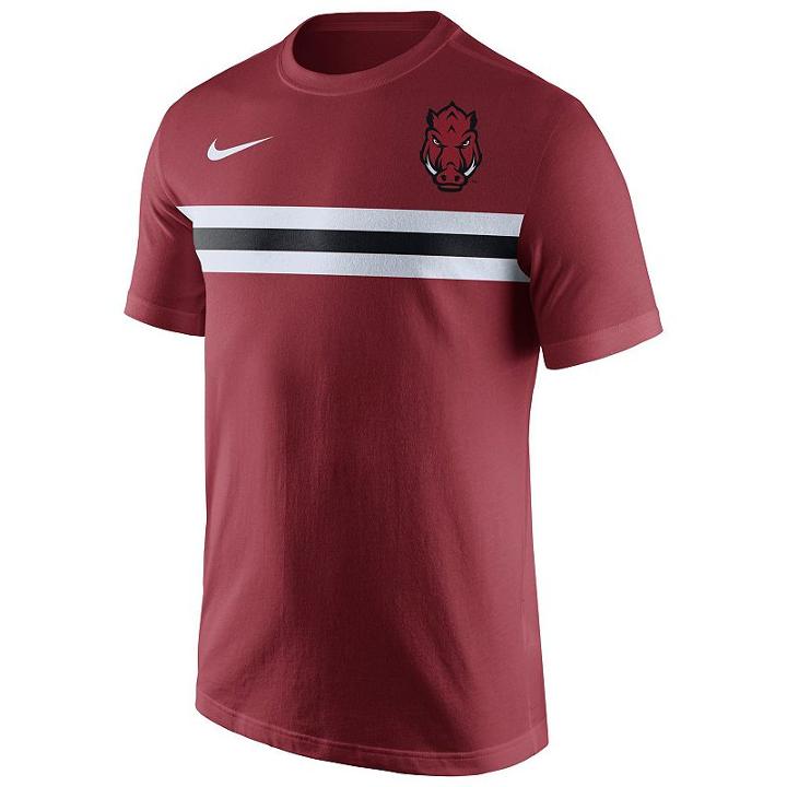 Men's Nike Arkansas Razorbacks Team Stripe Tee, Size: Small, Dark Red
