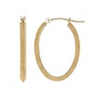Everlasting Gold 14k Gold Textured Oval Hoop Earrings, Women's