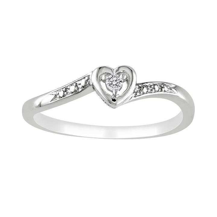 Sterling Silver Diamond Accent Heart Ring, Women's, Size: 6, White