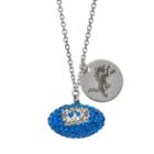 Detroit Lions Crystal Sterling Silver Team Logo & Football Charm Necklace, Women's, Size: 18, Multicolor