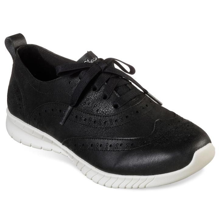 Skechers Wave Lite Dearest Darling Women's Wingtip Shoes, Size: 8.5, Grey (charcoal)