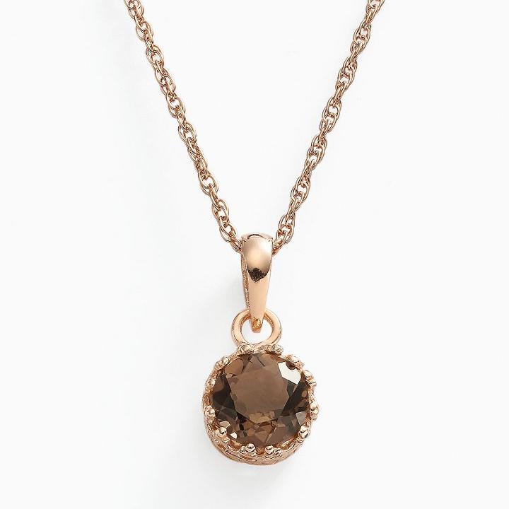 Sterling Silver Smoky Quartz Pendant, Women's, Size: 18, Brown