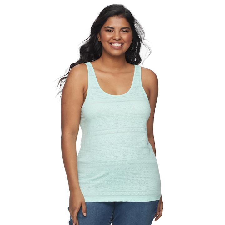 Juniors' Plus Size So&reg; Lace Tank, Teens, Size: 1xl, Light Blue