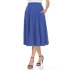 Women's White Mark Solid Midi Skirt, Size: Small, Blue