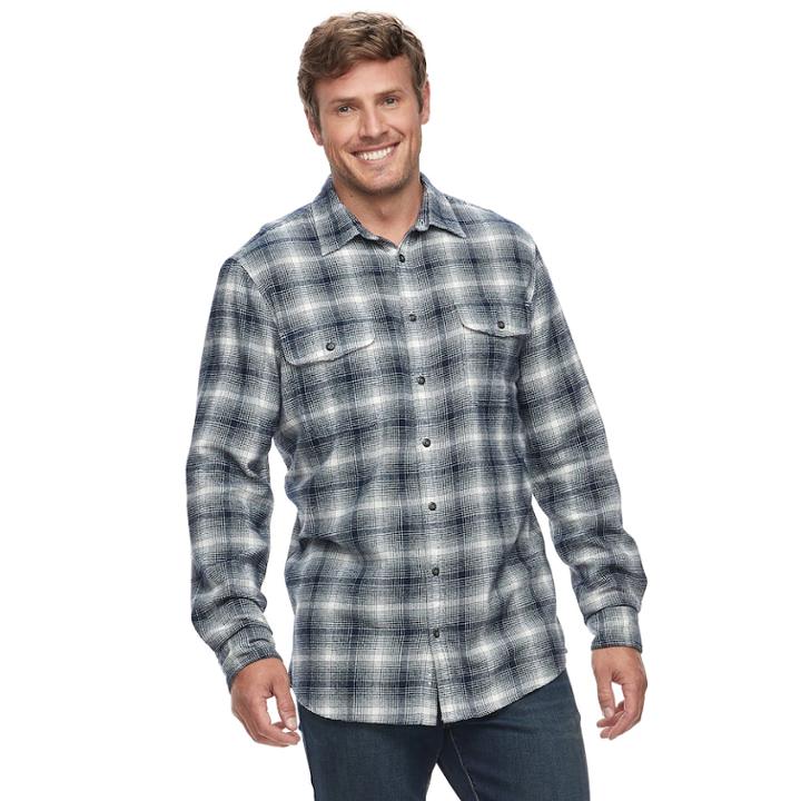 Big & Tall Sonoma Goods For Life&trade; Modern-fit Supersoft Flannel Button-down Shirt, Men's, Size: 4xl Tall, Light Grey