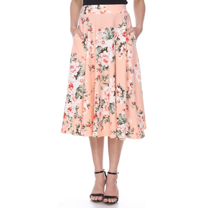 Women's White Mark Midi Skirt, Size: Large, Lt Orange
