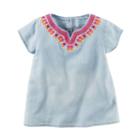 Girls 4-8 Carter's Embroidered Chambray Top, Girl's, Size: 6x, Blue Other