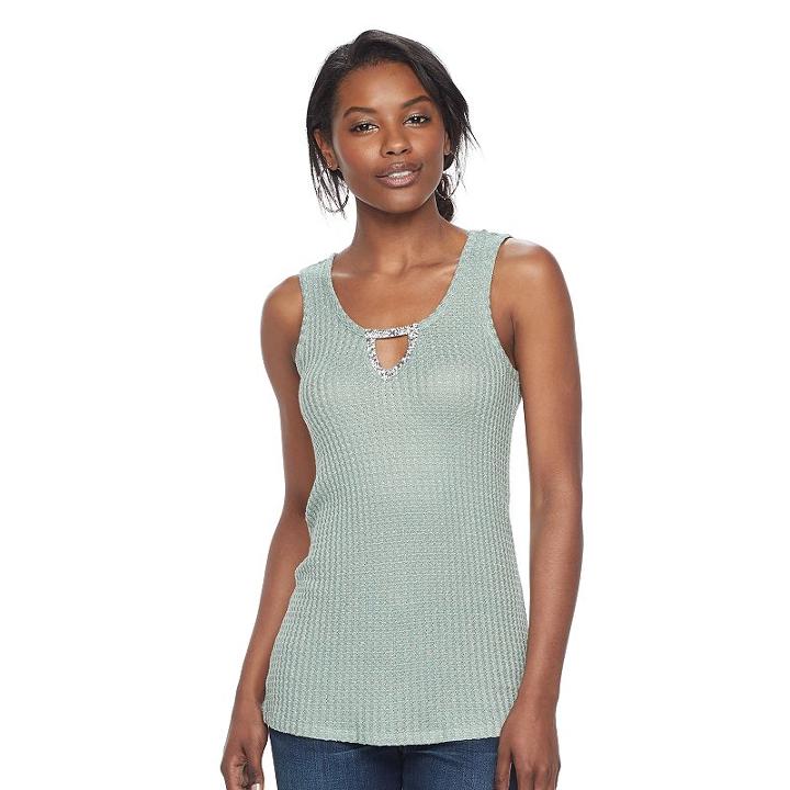 Women's Juicy Couture Glitter Textured Tank, Size: Medium, Med Green