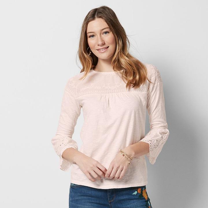 Women's Sonoma Goods For Life&trade; Embroidered Peasant Top, Size: Small, Natural
