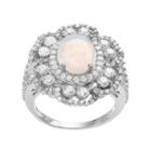 Sophie Miller Sterling Silver Lab-created Opal & Cubic Zirconia Flower Ring, Women's, Size: 8, White