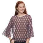 Juniors' Rewind Crochet Back Bell Sleeve Top, Teens, Size: Xs, Purple Oth