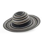 Women's Reed Striped Floppy Hat, Black