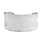 Sterling Silver Textured Cuff Bracelet, Size: 7, Grey