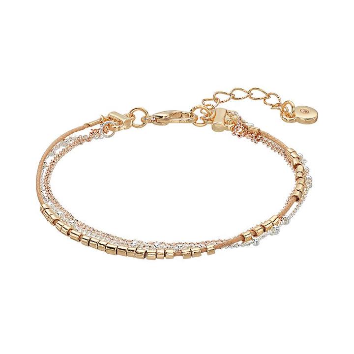 Lc Lauren Conrad Tri Tone Multi Strand Bracelet, Women's, Lt Brown