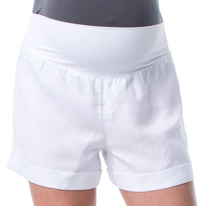 Maternity Pip & Vine By Rosie Pope Belly Panel Linen Blend Shorts, Women's, Size: M-mat, White