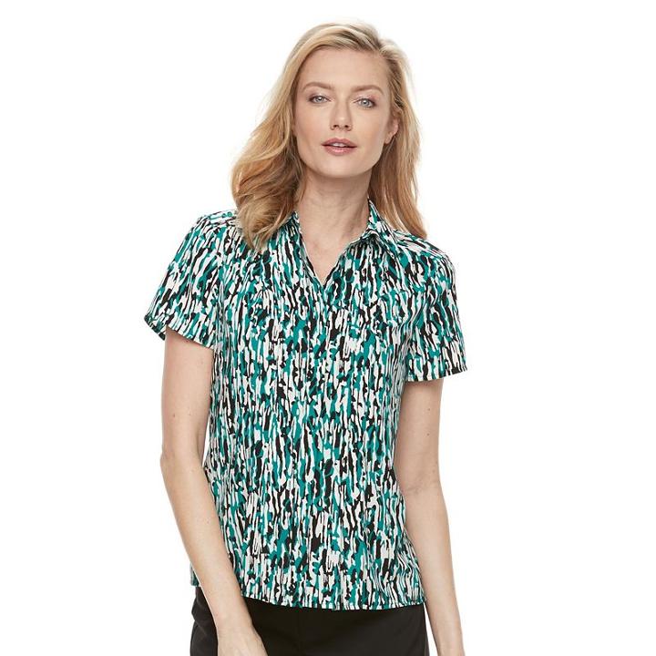 Women's Dana Buchman Pleated Blouse, Size: Small, Med Green
