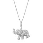 Sterling Silver 1/3 Carat T.w. Diamond Elephant Pendant Necklace, Women's, Size: 18, White