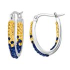 West Virgina Mountaineers Crystal Sterling Silver Inside Out U-hoop Earrings, Women's, Blue