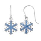 Silver Plated Crystal Snowflake Drop Earrings, Women's, Blue