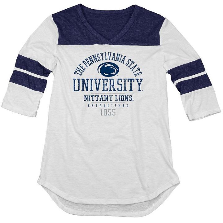 Juniors' Blue 84 Penn State Nittany Lions Arm Stripe Tee, Women's, Size: Xl, White