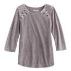 Girls 7-16 Mudd&reg; 3/4-sleeve Lace Shoulder Raglan Tunic, Size: 7-8, Grey