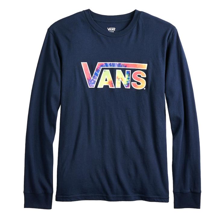 Boys 8-20 Vans Long Sleeve Tie-dye Logo Graphic Tee, Size: Medium, Blue (navy)
