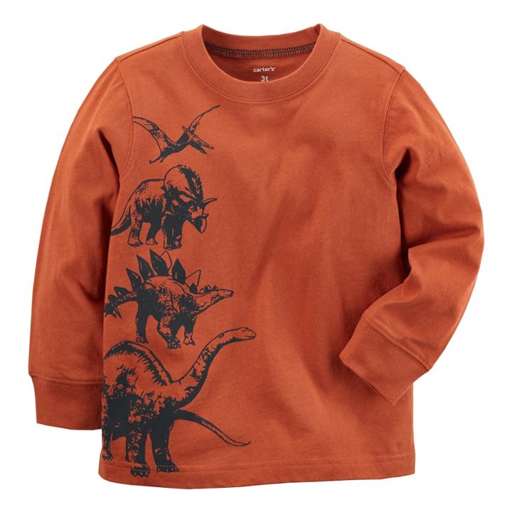 Boys 4-8 Carter's Stacked Dinosaurs Long Sleeve Tee, Size: 8, Orange
