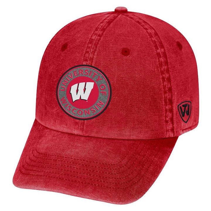 Adult Wisconsin Badgers Fun Park Vintage Adjustable Cap, Men's, Med Red