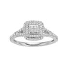 Hallmark Sterling Silver 1/3 Carat T.w. Diamond Cluster Square Halo Ring, Women's, Size: 7, White