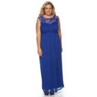 Plus Size Chaya Lace Yolk Gown, Women's, Size: 14 W, Dark Blue