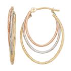 Forever 14k Tri Tone Triple Oval Hoop Earrings, Women's, Gold