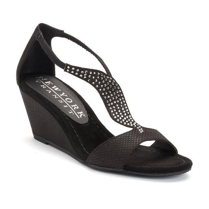 New York Transit Bright Move Women's Wedge Sandals, Size: 8 Wide, Black