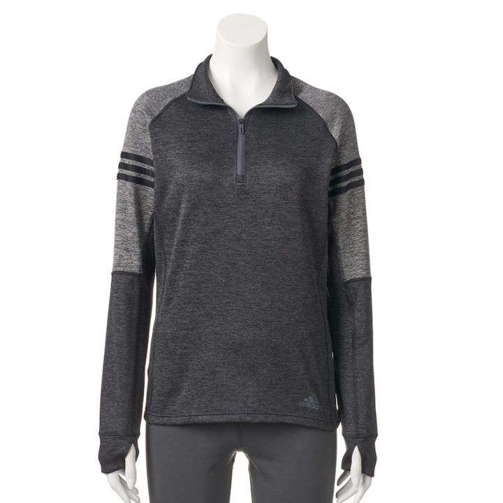 Women's Adidas Fleece Quarter Zip Sweatshirt, Size: Xs, Black